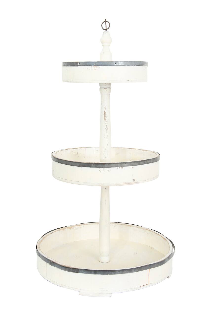 Hello Honey® 26.5" Decorative Wood & Tin 3 Tier Tray